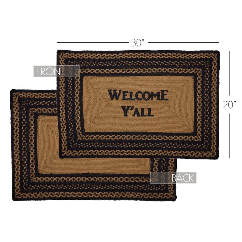 Farmhouse Jute Rug Rect Stencil Welcome Y'all w/ Pad 20x30 - 20" x 30"