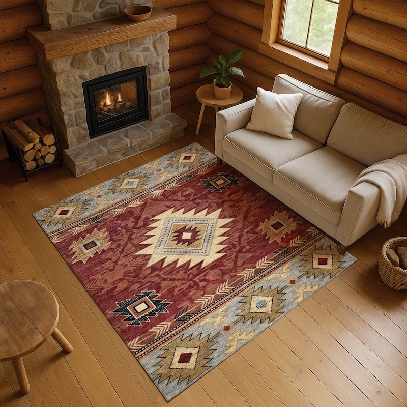 Premium Washable Super Soft Global Inspirations Mayfield Rug - Paprika - 5' x 7'6"