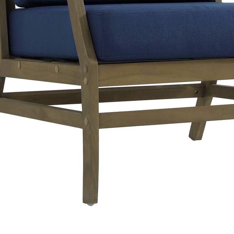 2 Set Patio Teak Wood Outdoor Chair and Side Table Set with Cushions