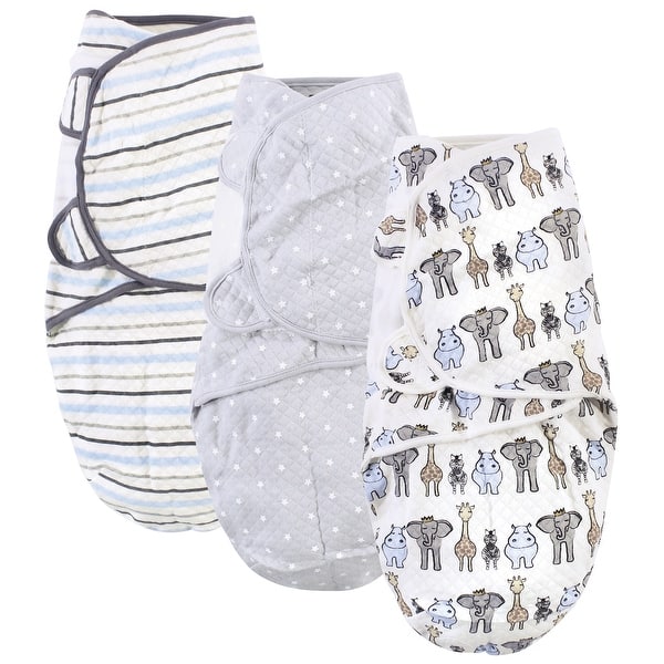 slide 1 of 1, Hudson Baby Infant Boy Quilted Cotton Swaddle Wrap 3pk, Royal Safari, 0-3 Months - Royal Safari - 0-3 Months 0-3 Months - Royal Safari