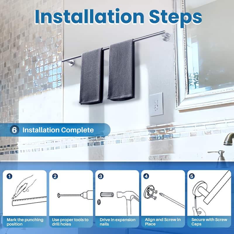 WOWOW Mutiple Length Wall Mounted Stainless Steel Towel Bar