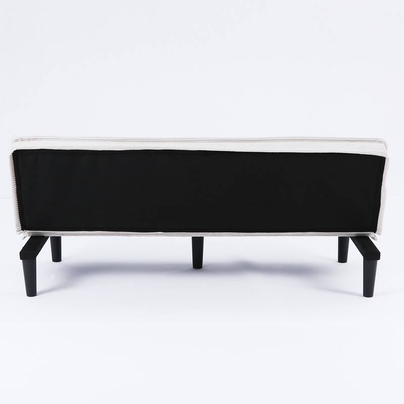 This 66-inch corduroy sofa bed can switch between the two comfortable forms