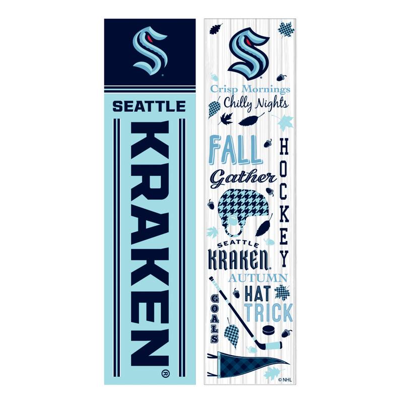 47" Double Sided Seasonal Porch Leaner, Seattle Kraken - 47" x 11.25"