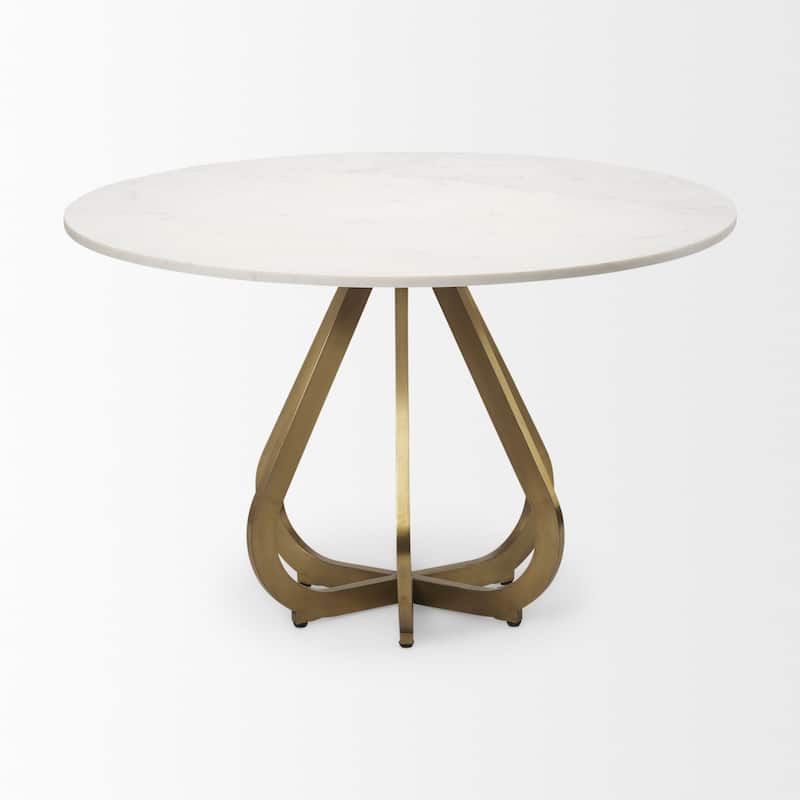 Laurent White Marble Top w/Gold Metal Base Dining Table - Off White