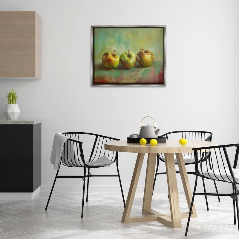 Stupell Traditional Apple Trio Still Life Framed Floater Canvas Wall Art Design By Arlington Prints