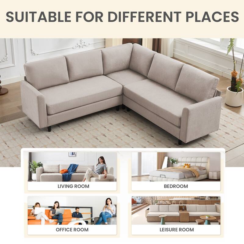 Snow Velvet Sectional Sofa