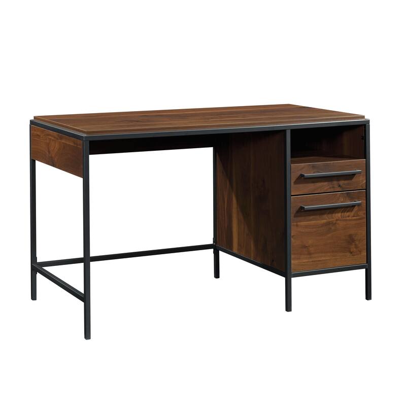 Wood Computer Desk with 2 smooth-glide Drawers Brown
