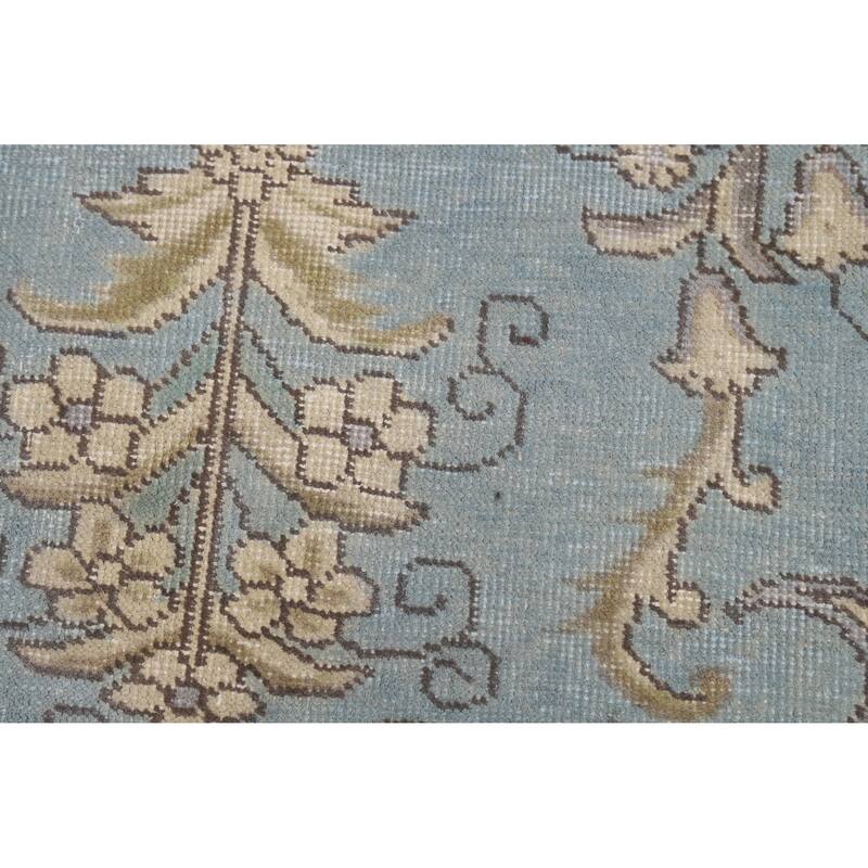 Light Blue Tabriz Persian Vintage Area Rug Handmade Wool Carpet - 9'10" x 12'7"