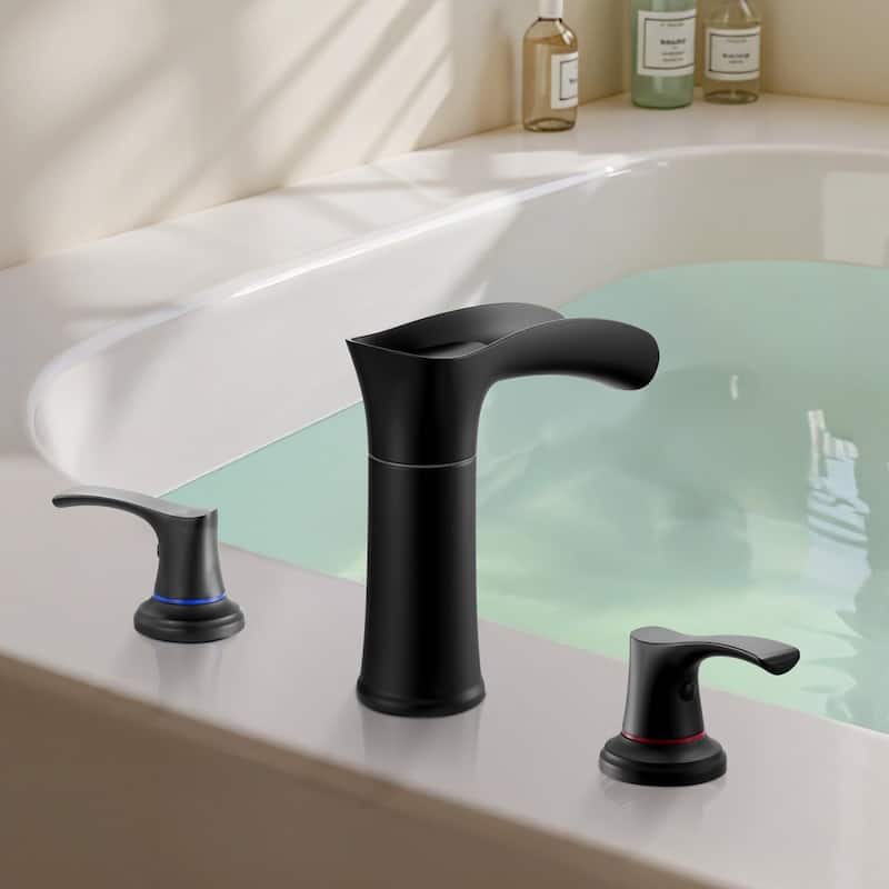 Zinc Alloy Deck Mount Roman Bathtub Faucet with Dual Handles and Drip-Free 3-Hole Installation - 6.30” x 2.24” x 8.86”