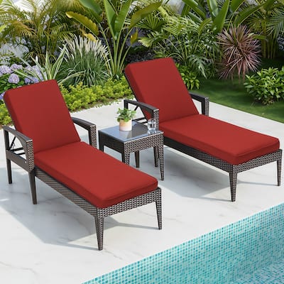 Aoodor Patio Chaise Lounger Cushions Set of 2, Olefin Fabric, Water-Resistant, 72x21x3 Inches(Only Cushions)