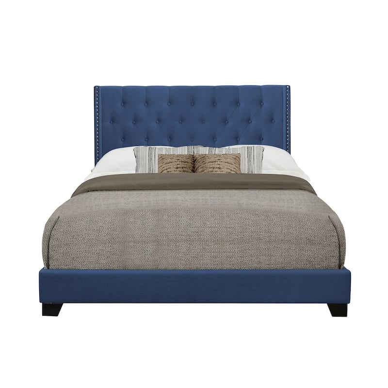 Morgan Blue Fabric Upholstered Tufted Bed