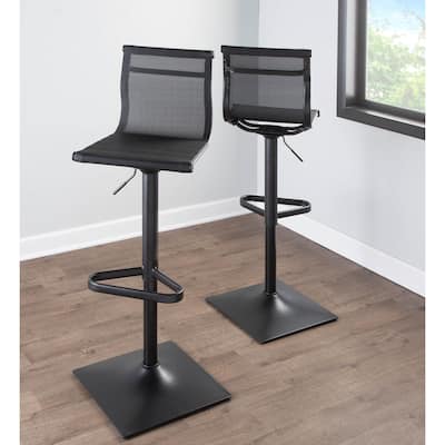 Porch & Den Bixby Adjustable Bar Stool in Black Metal