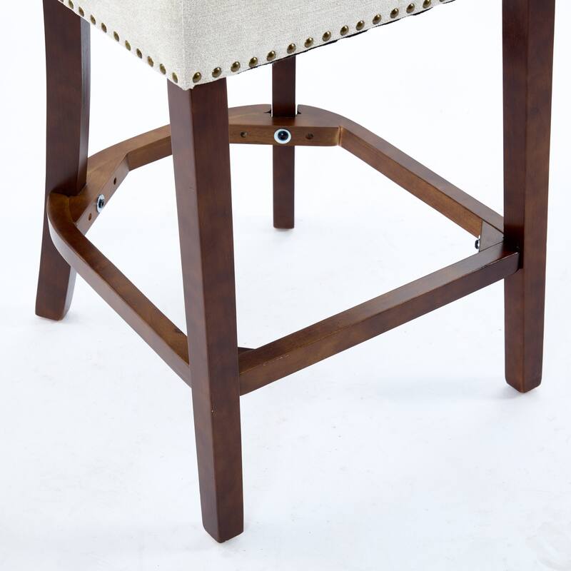 GDF Studio - Arlena Linen Upholstered Counter Height Stools with Curved Wing Back and Copper Nailhead Trim (Set of 2)