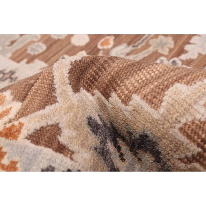 ECARPETGALLERY Hand-knotted Finest Oushak Brown Wool Rug - 8'0 x 10'1