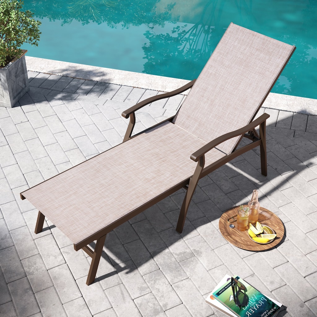 Pellebant Outdoor Patio Aluminum Adjustable Chaise Lounge Chair