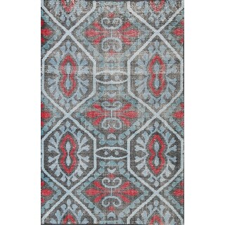 Distressed Contemporary Geometric Area Rug Hand-knotted Wool Carpet - 3 ...