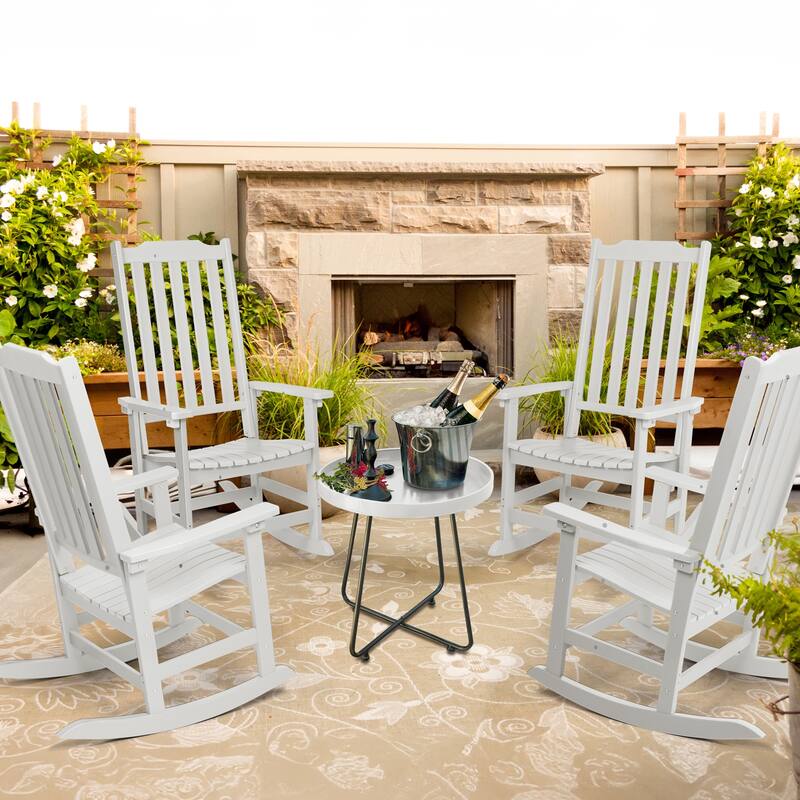 Vrakae 4 PCS Patio All Weather Resistant High Back Rocking Chair