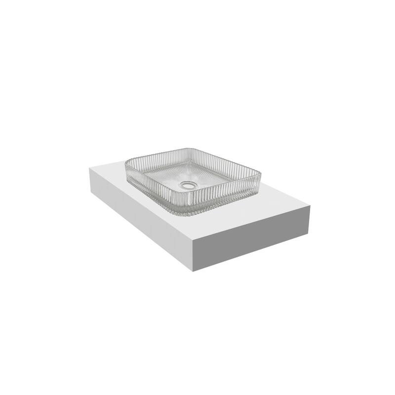 CastelloUSA 15" Square Decorative Clear Crystal Sink With Base