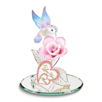 Curata I Love You Mom Hummingbird and Rose Figurine