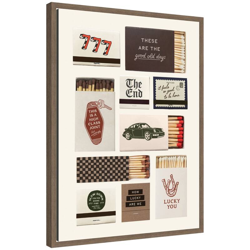 Kate and Laurel Vintage Matchbox by Lucky Guava Framed Canvas Wall Art Print - 18 x 24