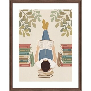 Lying On My Back Reading a Book by Andreas Magnusson Wood Framed Wall Art Print