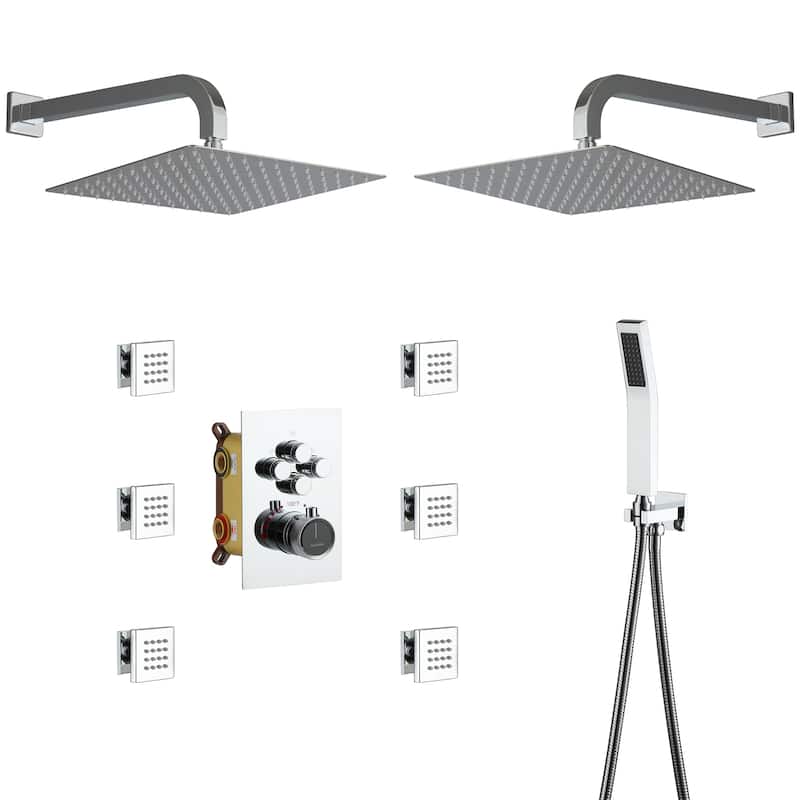 CASAINC Thermostatic 4-function Shower Faucet Dual Showerhead Shower System CUPC Certified