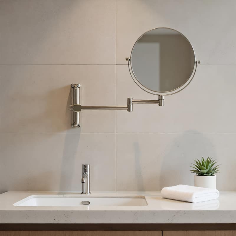 8" 1x/10x Magnifying Double Sided Vanity Mirror, Height Adjustable