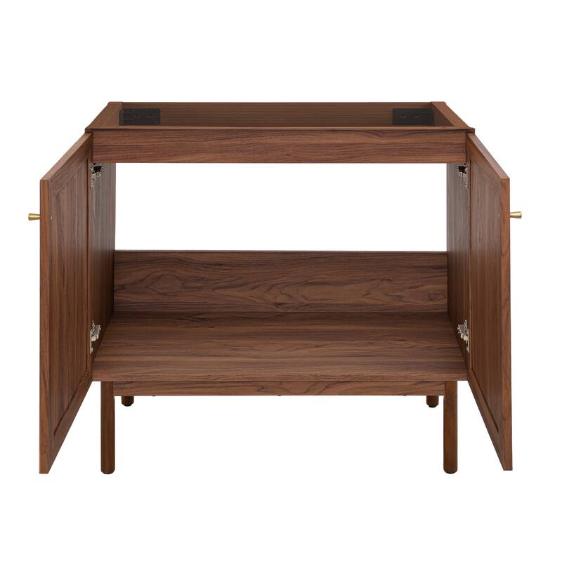 Swiss Madison Chaux 36" Freestanding Bathroom Vanity Cabinet without Top in Brown Oak