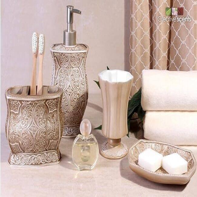 Creative Scents Victoria Beige Toothbrush and Toothpaste Holder On Sale Bed Bath & Beyond