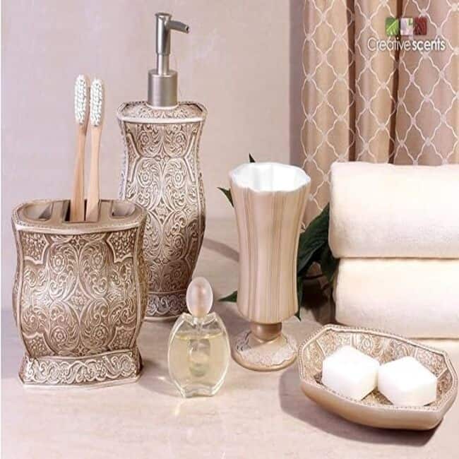 Creative Scents Victoria Beige Soap Dish - Bronze/Ivory - Ivory/Bronze