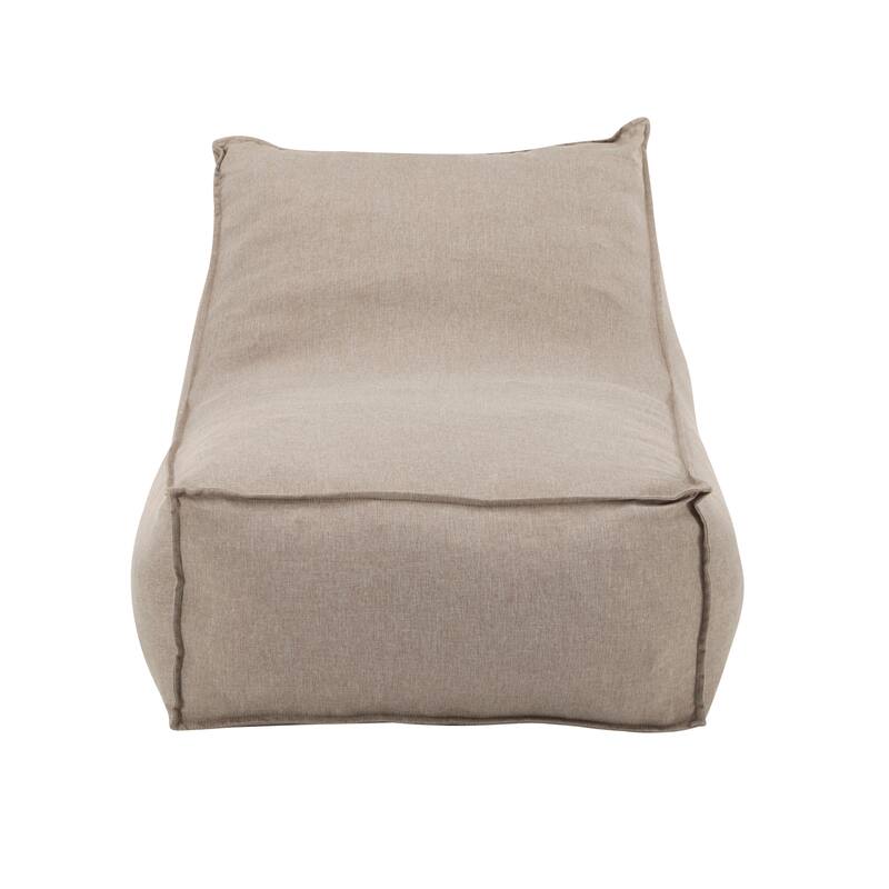 Roomfitters Perry Outdoor Bean Bag Lounge Chair with Water Repellent Fabric, Half Length Design, Beige