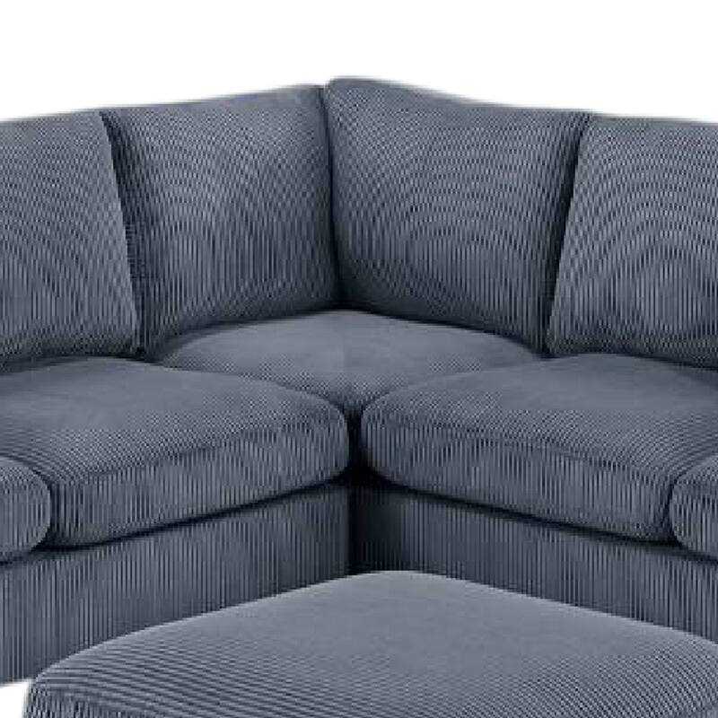 Fero 4pc L Sectional Sofa, Loveseat, Wedge, Ottoman Set, Gray Corduroy