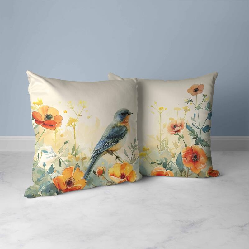 Tranquil Thicket Faux Suede Reversible Throw Pillow Beige and Orange