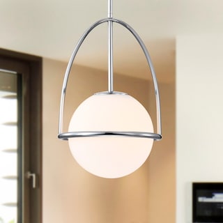 Marlene Chrome Single Pendant Light with Opal Glass Globe Shade