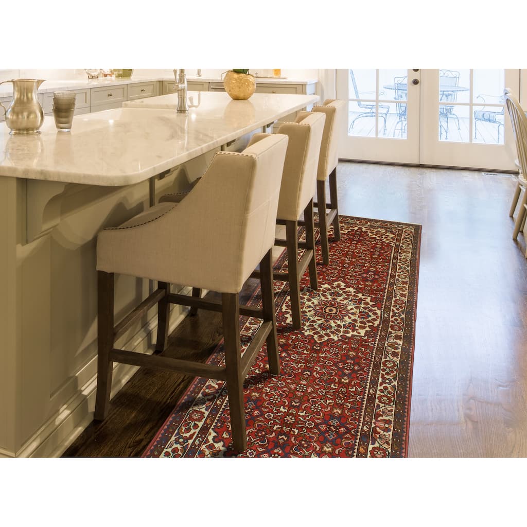 Fine Vintage Distressed Arslan Red/Ivory Runner - 3'6" x 9'7"