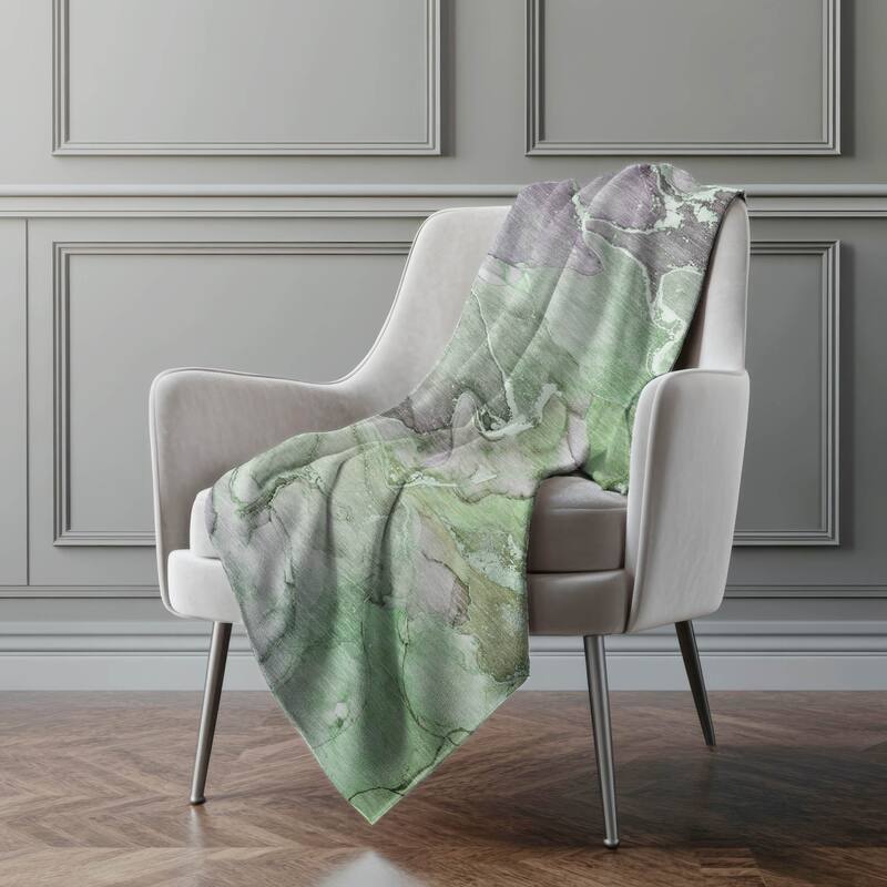 Premium Machine Washable Sherpa Abstract Contemporary Throw Blanket. - 4'2"x5'10" - Green