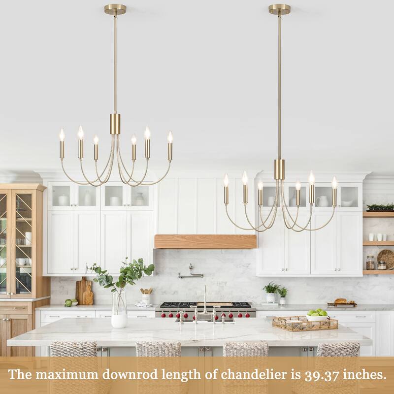 6-Light Modern Candlestick Hanging Linear Chandelier Lighting Island Chandelier for Kitchen Island