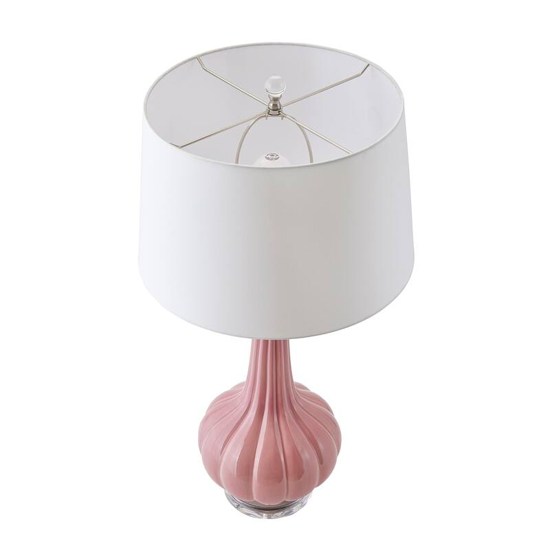 Elk Home Abbey Lane Pink With White Linen Shade 1 Light Table Lamp