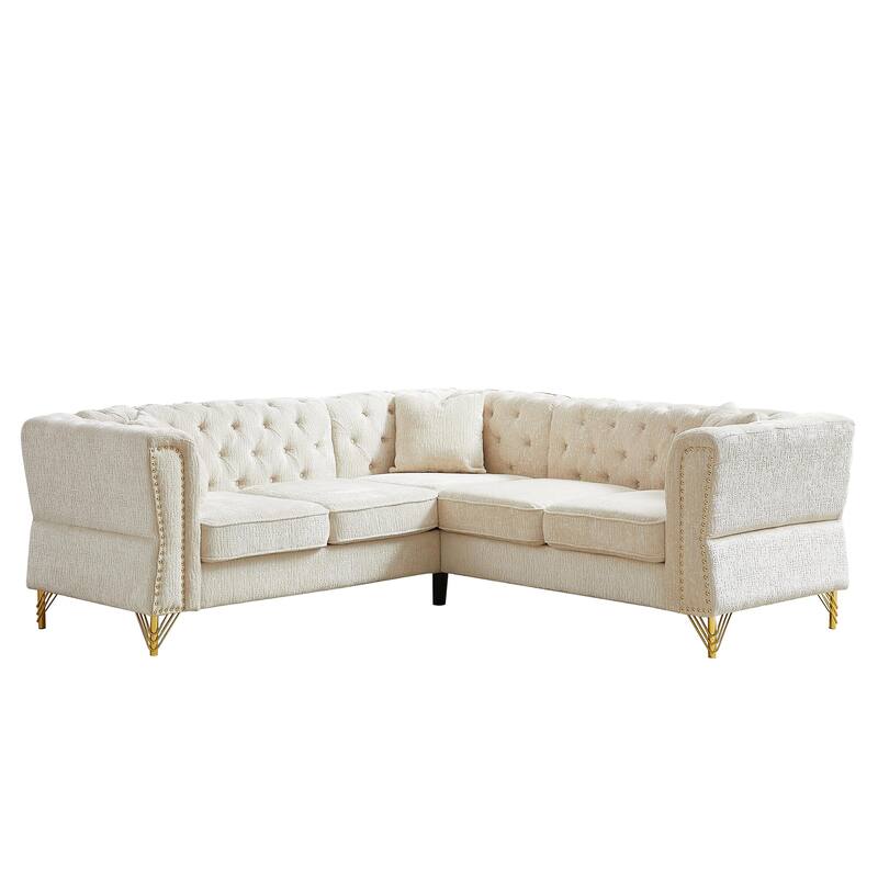 81.5'' Chenille L-Shaped 5-Seat Sectional Sofa with 3 Cushions, Stylish Corner Couch for Living Room or Bedroom