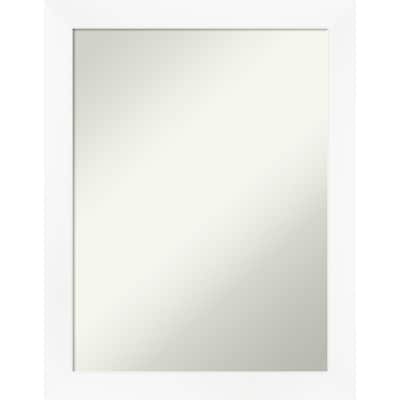 Non-Beveled Bathroom Wall Mirror - Cabinet White Narrow Frame