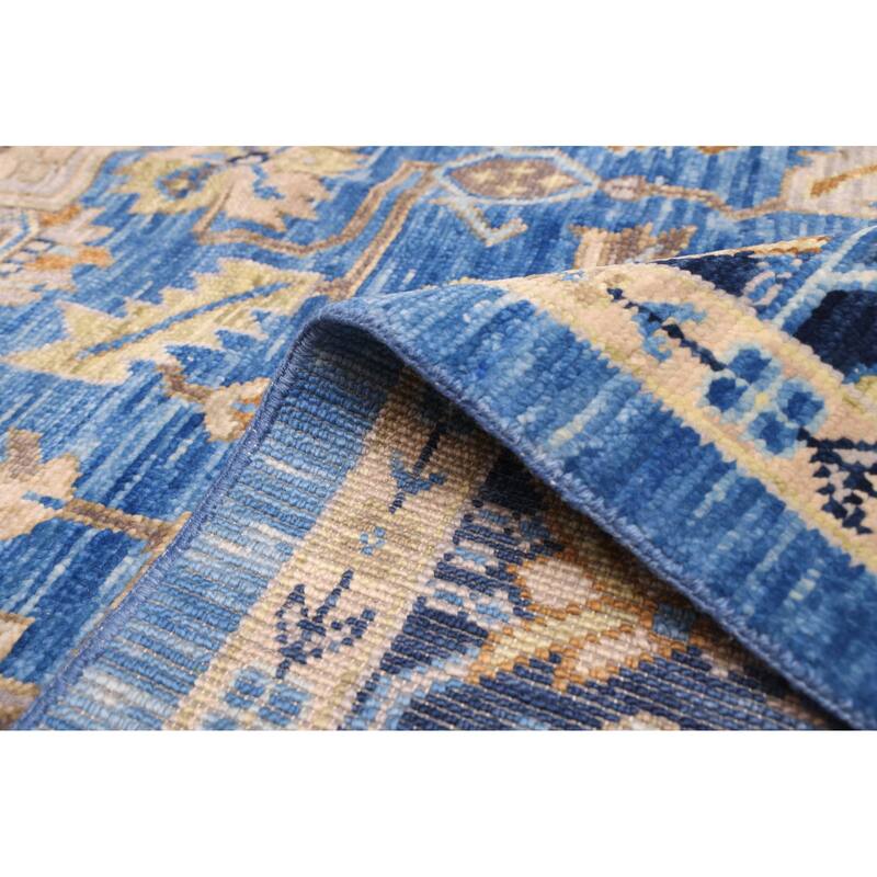 ECARPETGALLERY Hand-knotted Modern Oushak Dark Blue Wool Rug - 10'2 x 14'0