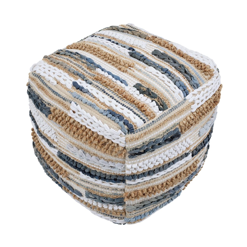 Pasargad Home Grandcanyon Cotton Pouf Ottoman, Multicolor