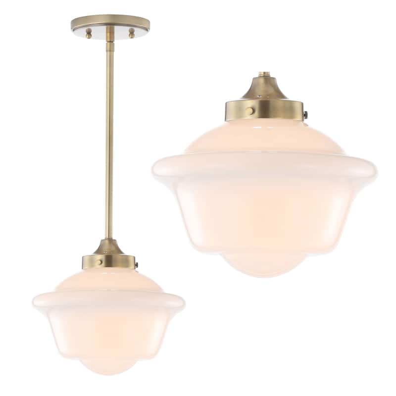 Cleo Adjustable Drop Metal/Glass LED Pendant, by JONATHAN Y