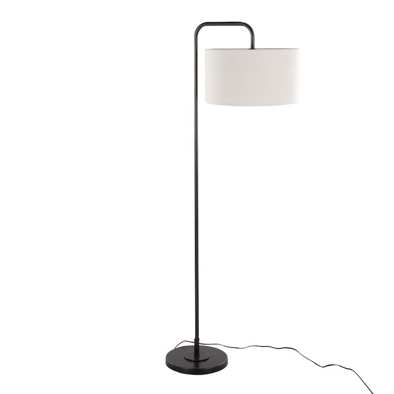 Porch & Den Sandpine Arc Floor Lamp - Oil Rubbed Bronze/Natural Linen Shade