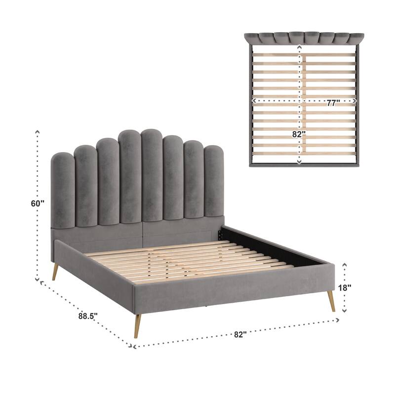 Eggleston Art Deco Velvet Upholstered Platform Bed by iNSPIRE Q Bold
