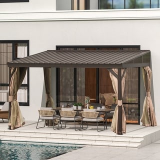 Domi Wall-Mounted Aluminum Patio Gazebo with Sloped Galvanized Steel ...