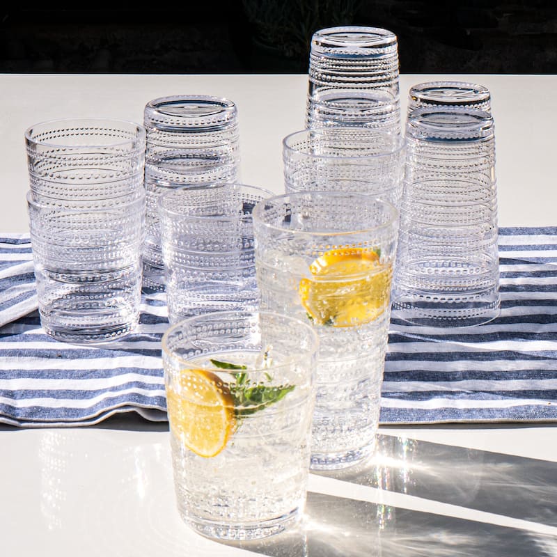 Abode Homewares Beaded Acrylic Drinking Glass - 16 oz - Set of 6