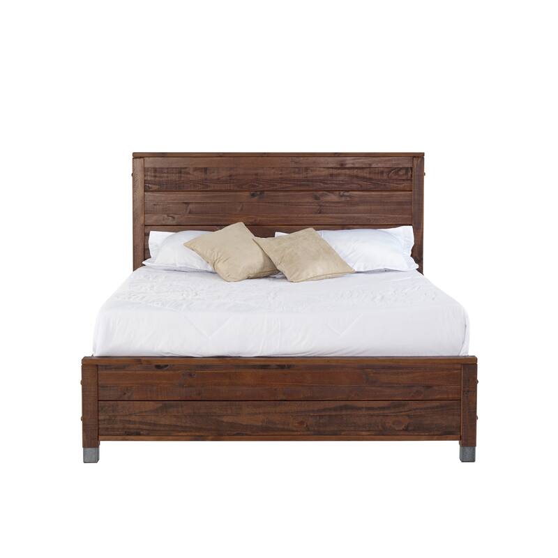 Boho Platform Bed - Rustic Wood Bed Frame, Queen Size, No Box Spring Needed, Easy Assembly, Solid Wood Mattress Support