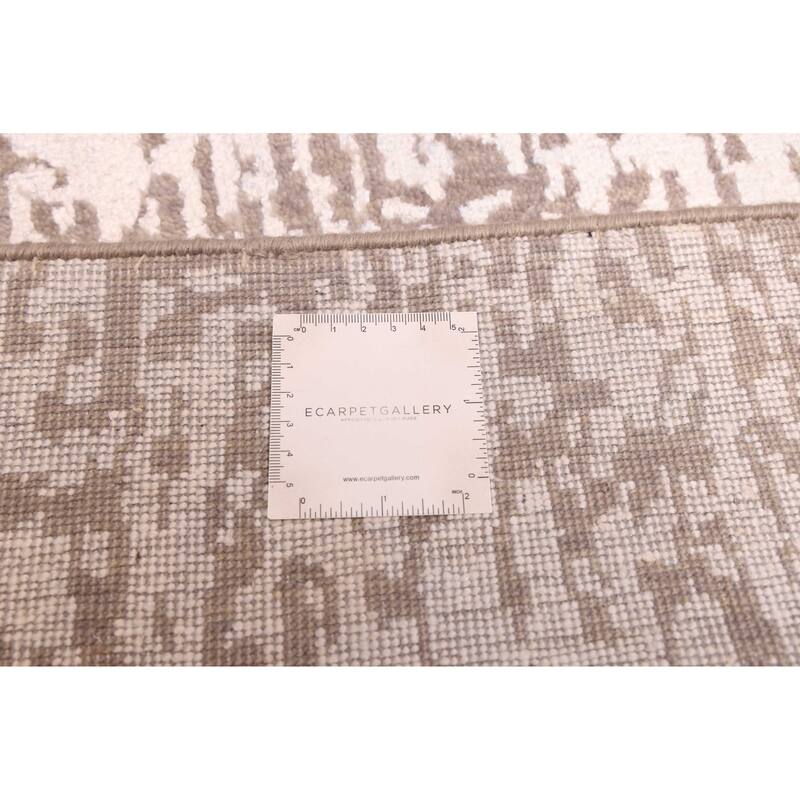 ECARPETGALLERY Hand-knotted Legacy Silver, Taupe Silk, Wool Rug - 2'6 x 9'11