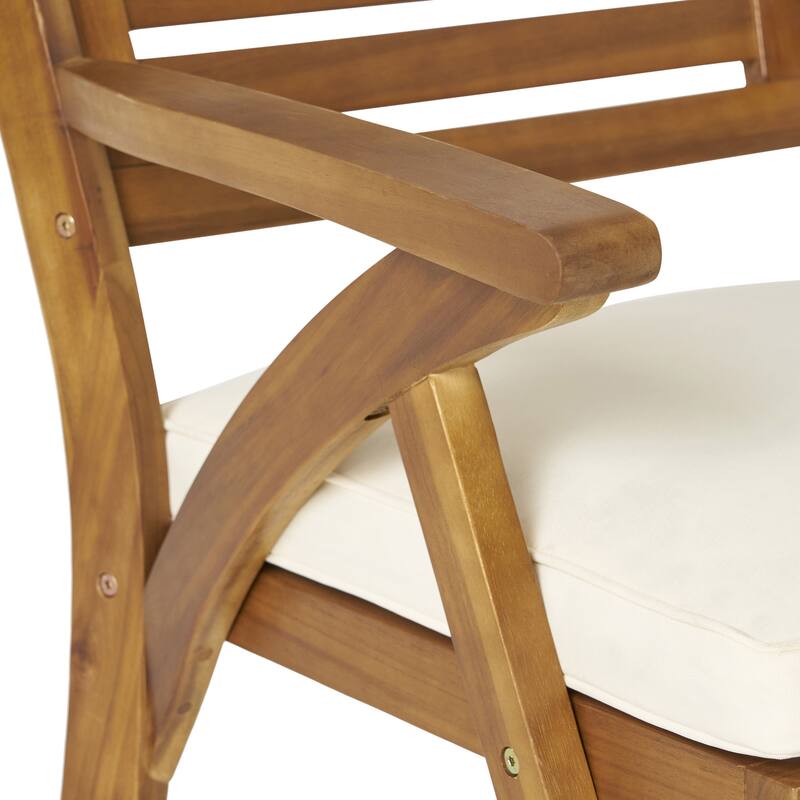 5-Piece Outdoor Acacia Wood Dining Set with Square Table and 4 Cushioned Chair